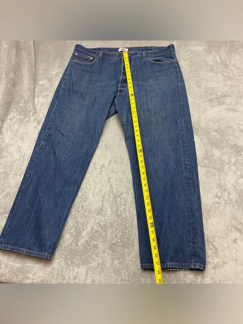 Levis 501 Jeans Mens 44x32 Blue Denim Straight Leg Button Fly cotton Tag